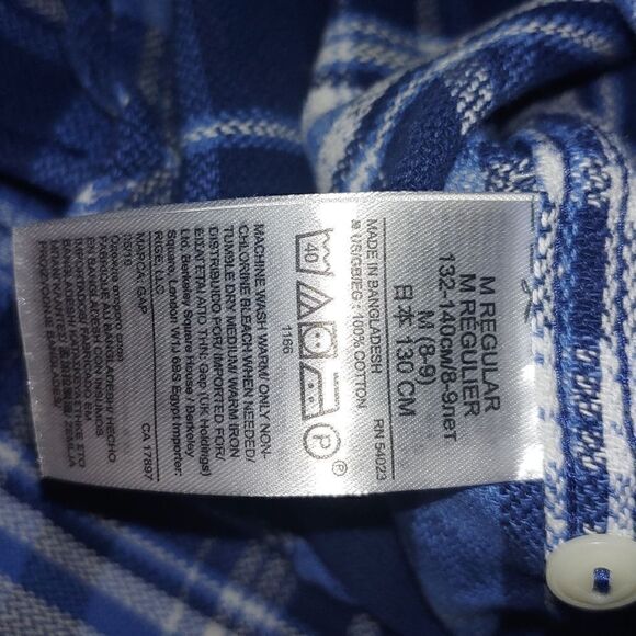 NWT GAP cotton twill button down shirt in blue & white plaid size medium - Picture 9 of 11